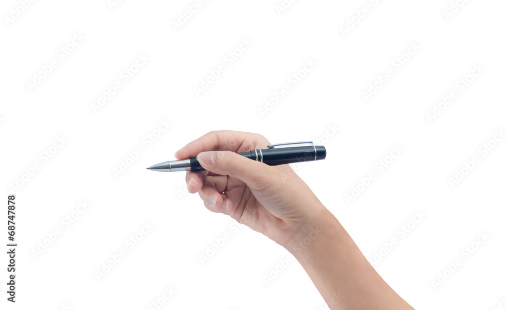 Female hand is ready for drawing with black pen. Female hand is ready for drawing with black pen.