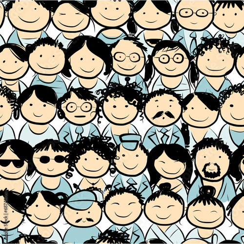 Seamless pattern with people crowd for your design