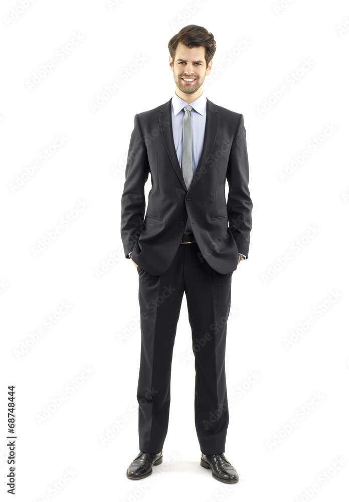 Full length businessman portrait on white background