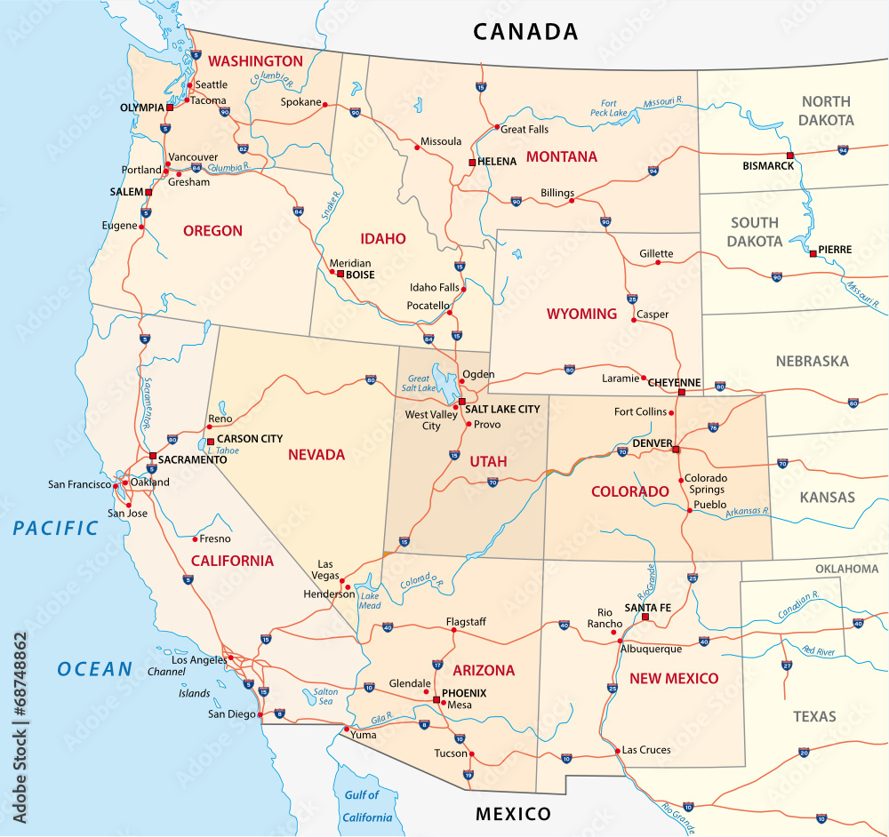 Karte der westlichen Vereinigten Staaten