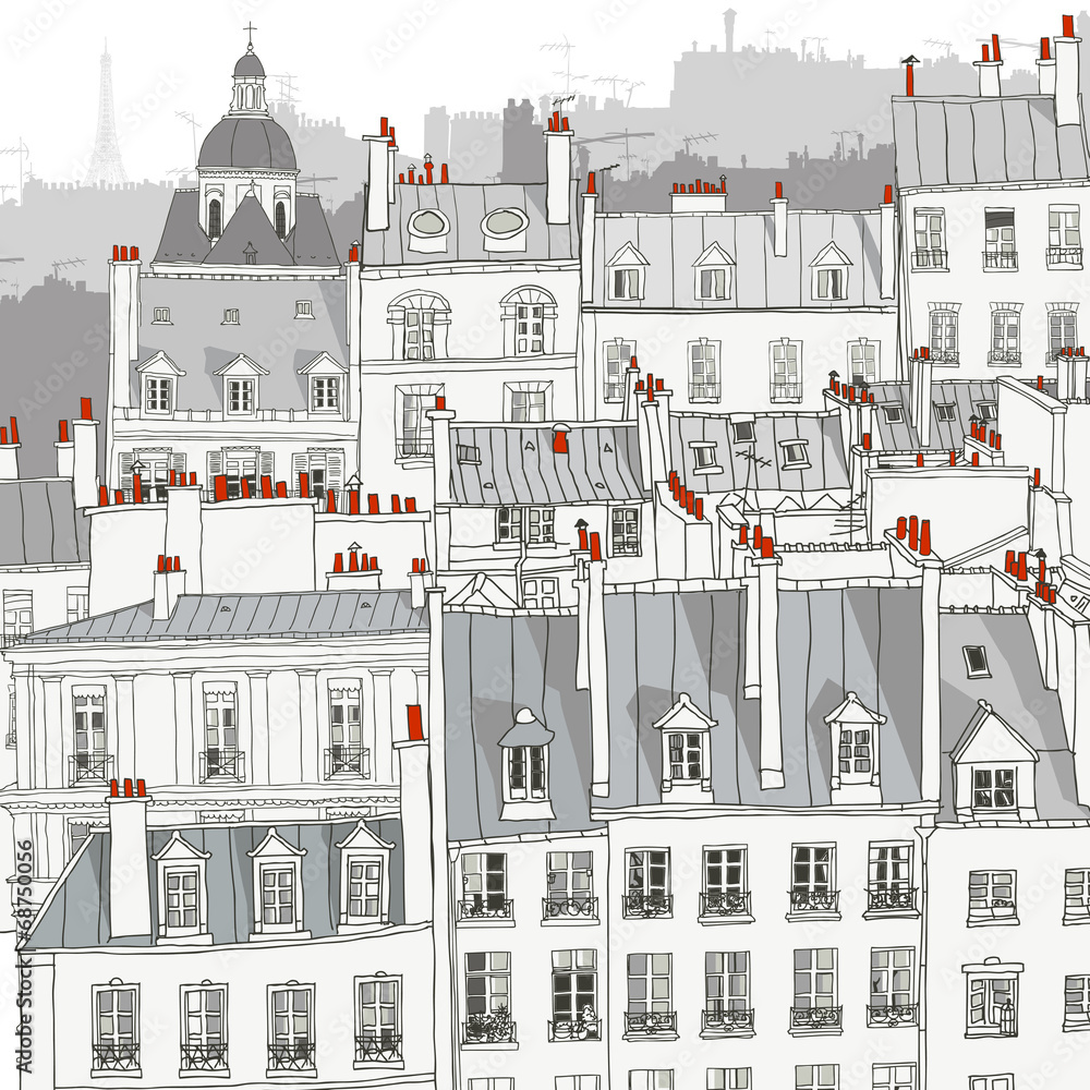 Roofs of Paris - obrazy, fototapety, plakaty 