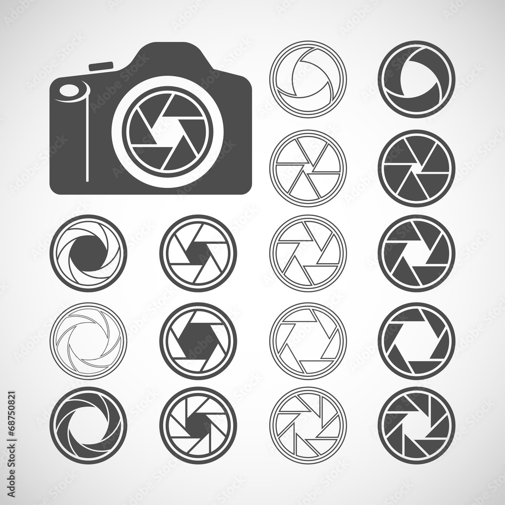 camera shutter icon set, vector eps10 camera shutter icon set, vector eps10