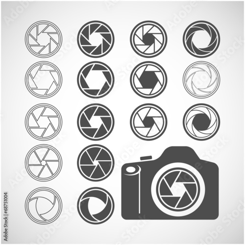 camera shutter icon set, vector eps10