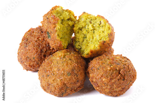 whole and half falafel isolated on a white background