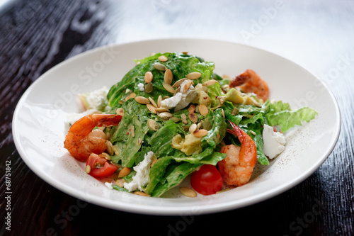 Caesar salad with prawns