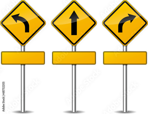 Vector yellow turn signs