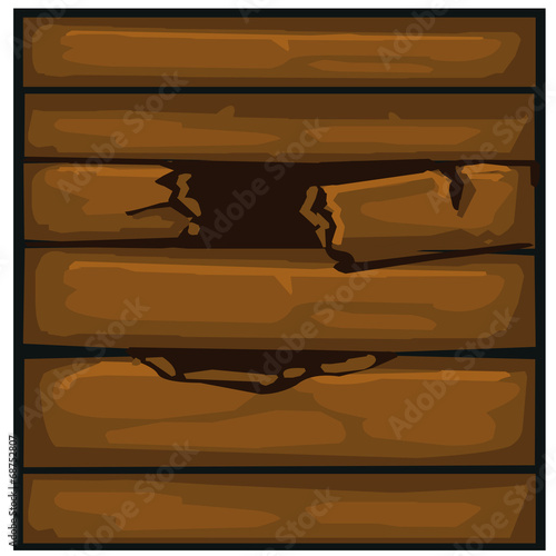 Wood planks crack isolated illustration