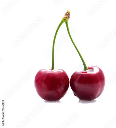 The Couple of Fresh Cherries Close-Up