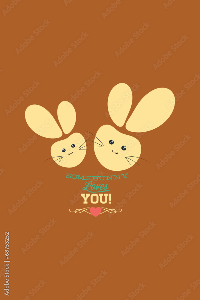 Vector illustration with bunnies and Vector illustration with bunnies and