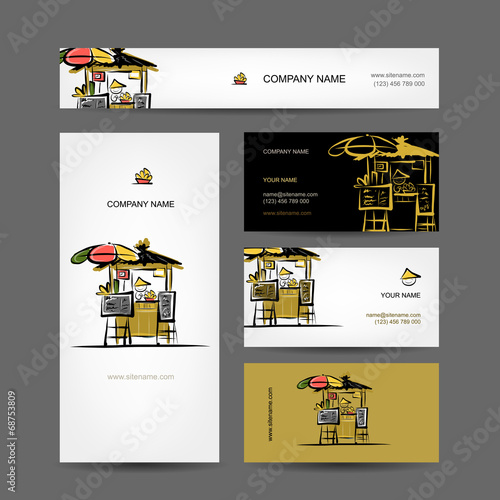Set of business cards design, street market