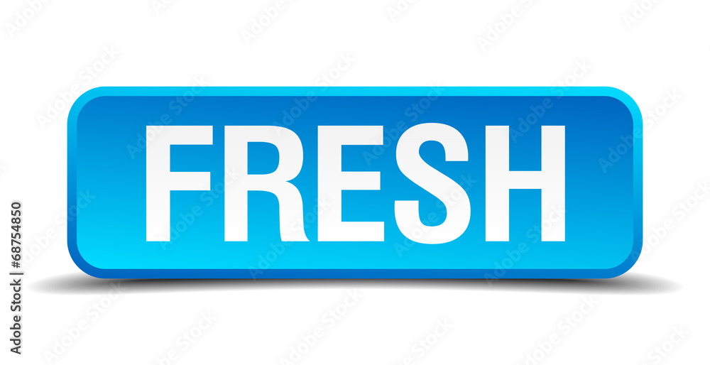 Fresh blue 3d realistic square isolated button Fresh blue 3d realistic square isolated button