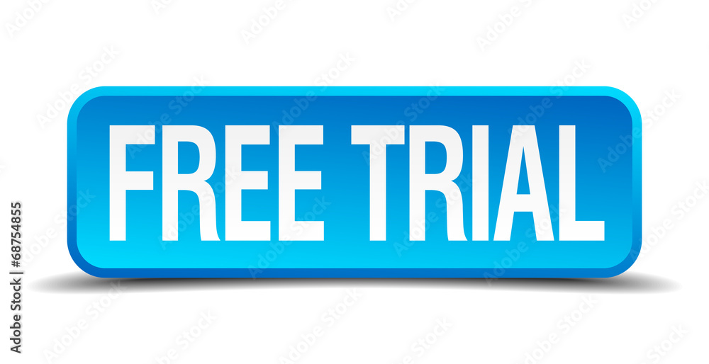 free trial blue 3d realistic square isolated button free trial blue 3d realistic square isolated button