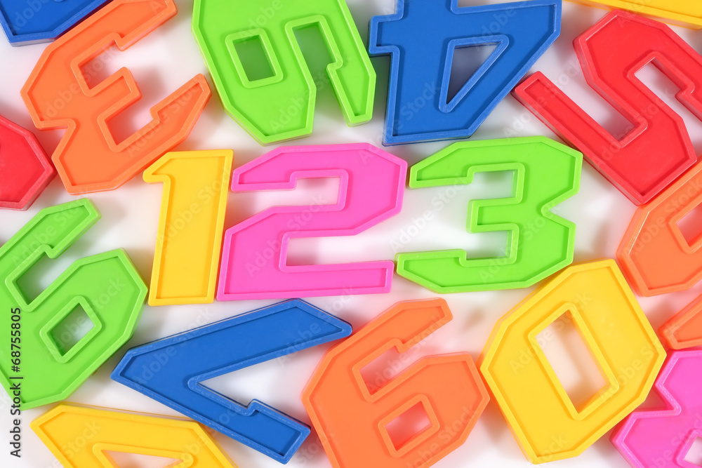 Fototapeta premium Colorful plastic numbers 123 on white
