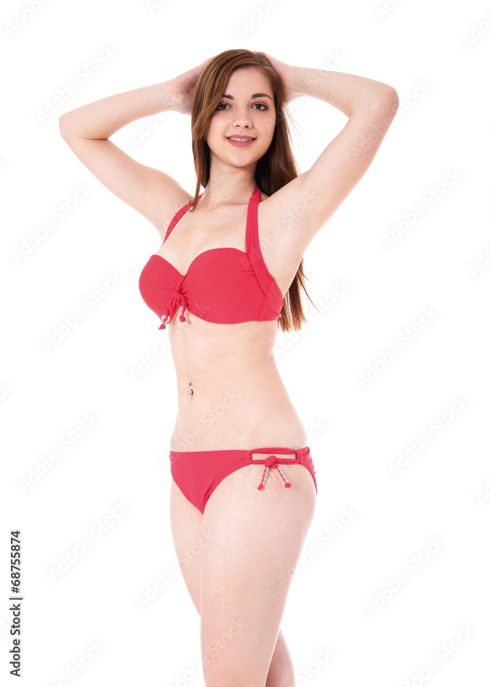 Attractive teenage girl in bikini Stock Photo | Adobe Stock