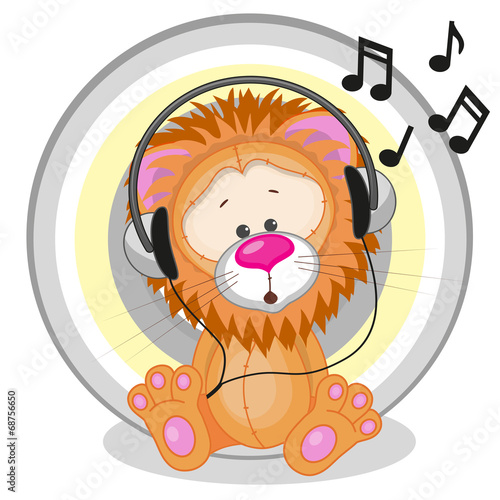 Fototapeta Naklejka Na Ścianę i Meble -  Lion with headphones