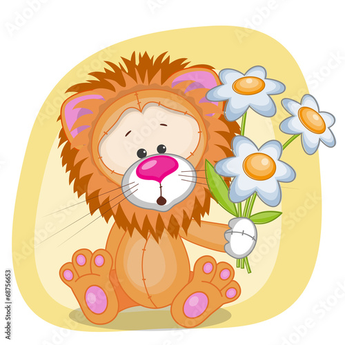 Lion with flowers