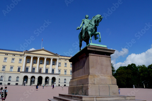 statue in front of the royal palace, oslo, norway