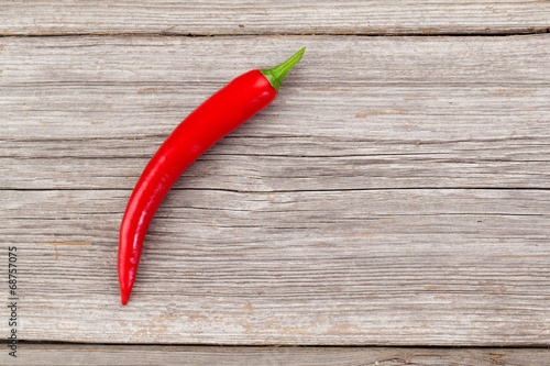 Red chili pepper on the wooden background