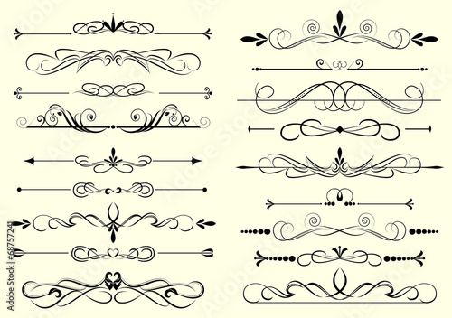 Set of  calligraphic elements for editable and design