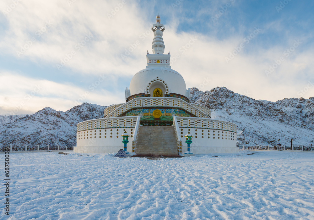 winter Shanti Stupa Leh Ladakh, India