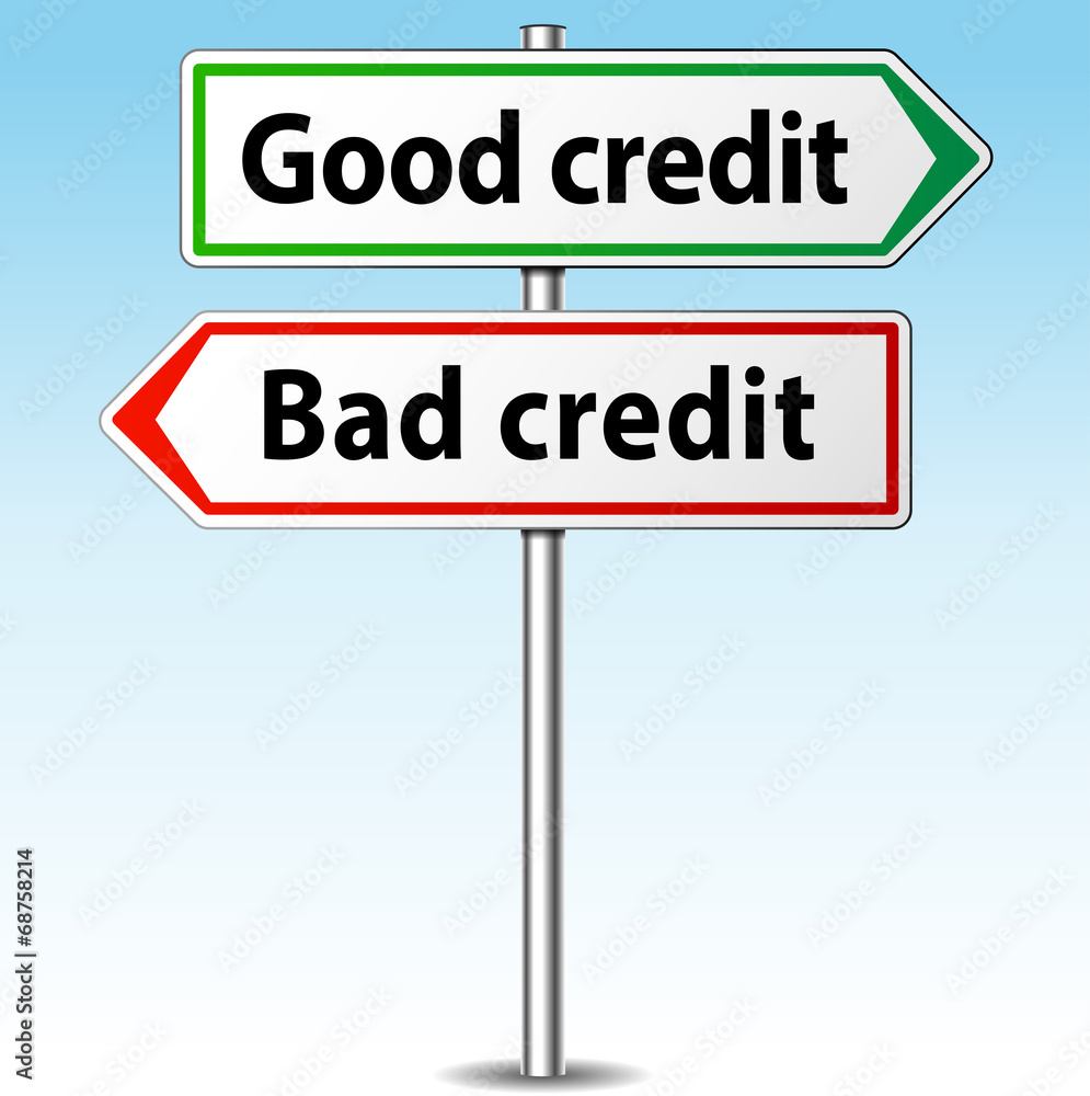 Vector good and bad credit direction concept Vector good and bad credit direction concept