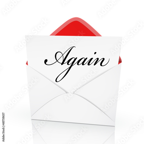 the word again on a card