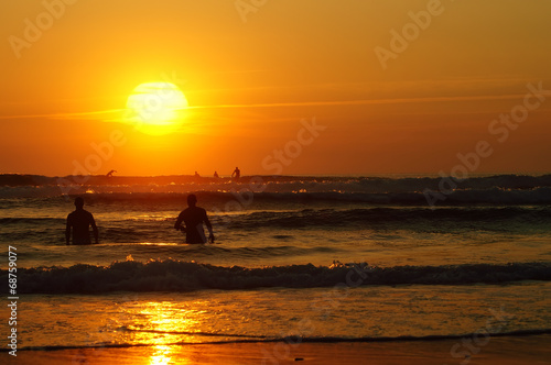 Surf in Lacanau at sunset