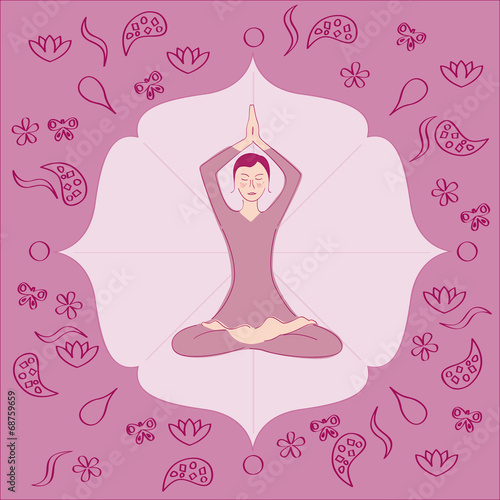 yoga femme lotus mains jointes en l'air