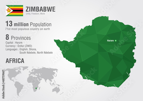 Zimbabwe world map with a pixel diamond texture. photo