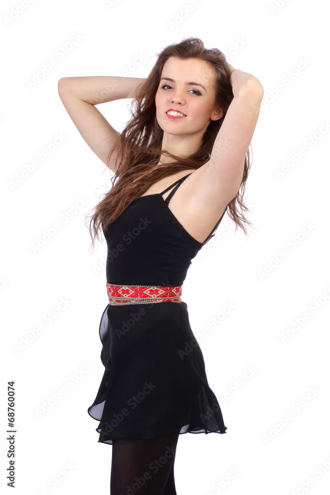 Portrait of young teenage girl posing on white background Portrait of young teenage girl posing on white background
