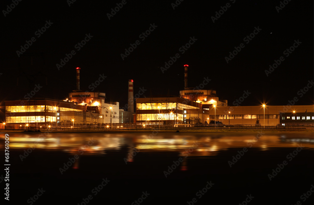 Nuclear power plant at night - Temelin, Czech Republic