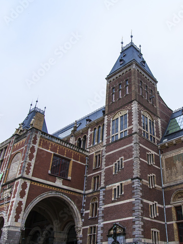 Amsterdam, Netherlands. A typical facade of the old houses photo