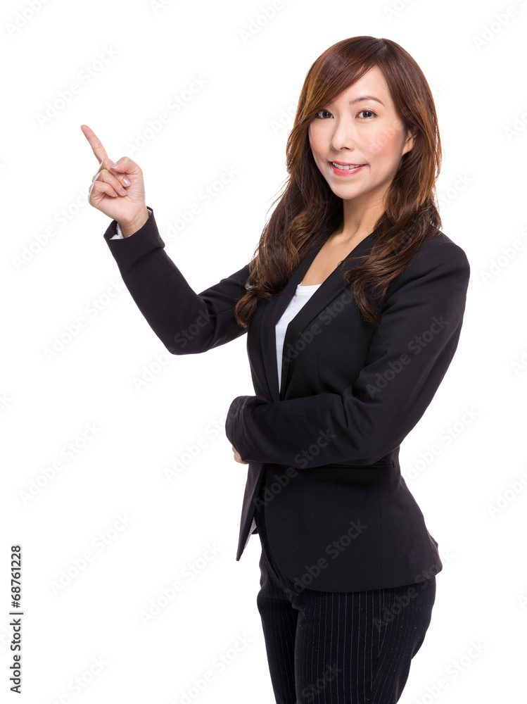 Mature businesswoman with finger point up Mature businesswoman with finger point up