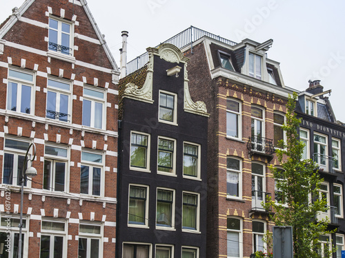 Amsterdam, Netherlands. A typical facade of the old houses photo