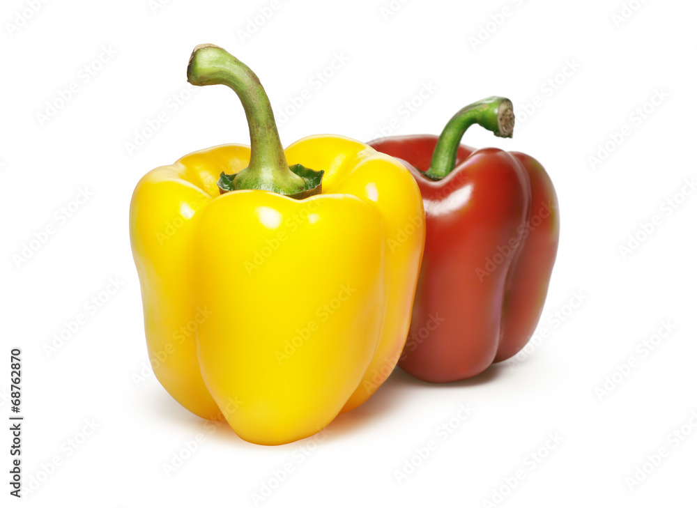Red and yellow sweet pepper isolated on white background Red and yellow sweet pepper isolated on white background