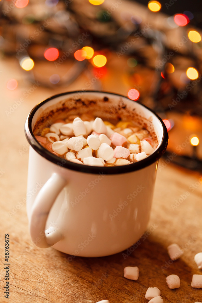 chocolate with marshmallows on table chocolate with marshmallows on table