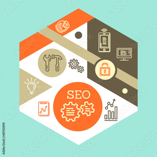 colorful flat seo hexagonal template
