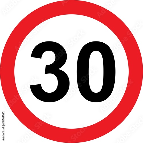 30 speed limitation road sign photo