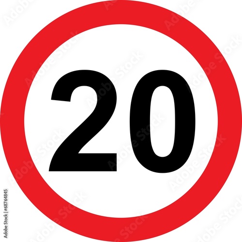20 speed limitation road sign