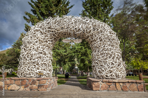 Elk Antler Arches in Jackson Town Square, Wyoming photo