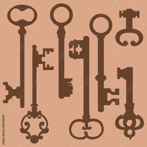 Vector Set of Silhouette Antique Keys