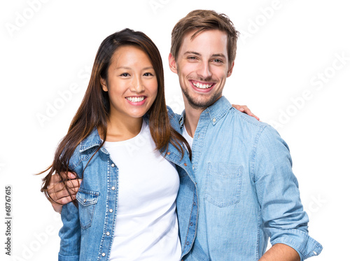 Happy young couple, Chinese and Caucasian