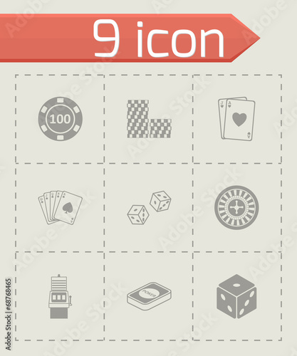 Vector black casino icons set