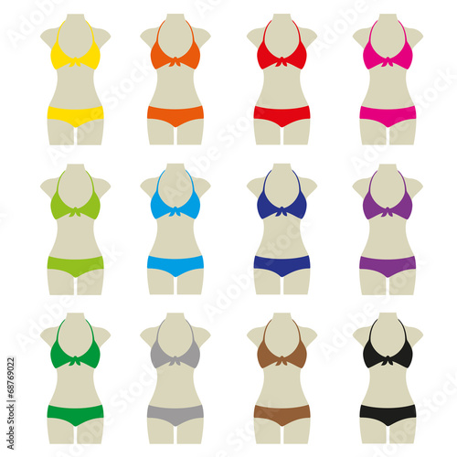 Bikini Set Sommer Vektor Icon Button