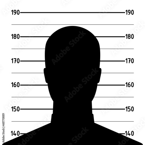 Mugshot or police lineup picture of anonymous man silhouette