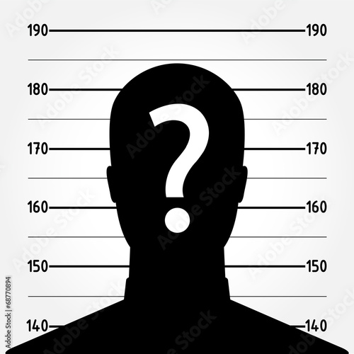 Mugshot or police lineup picture of anonymous man silhouette