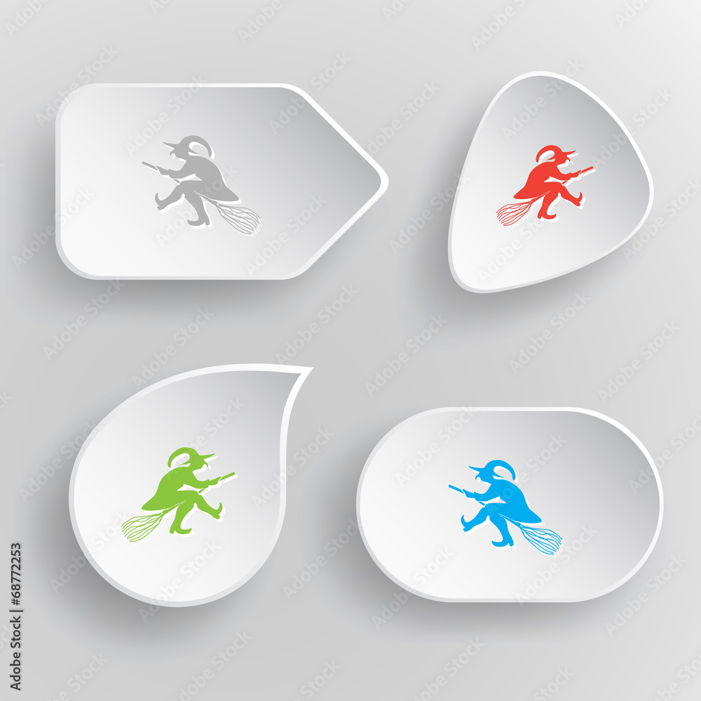 Witch. White flat vector buttons on gray background. Witch. White flat vector buttons on gray background.