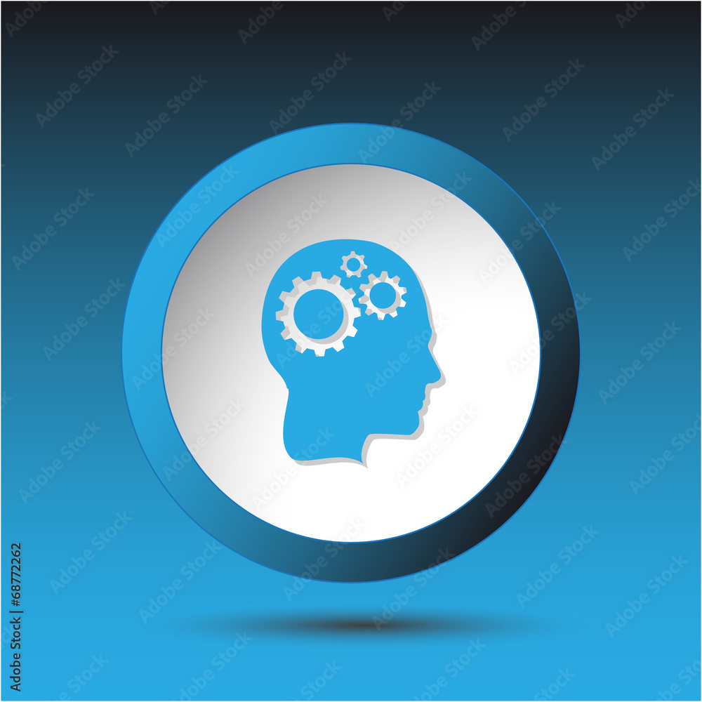 Human brain. Plastic button. Vector illustration. Human brain. Plastic button. Vector illustration.