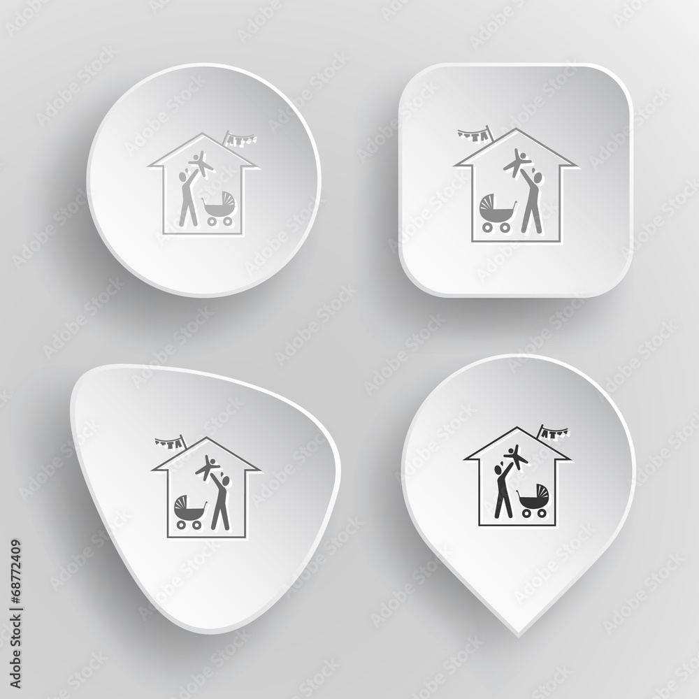 Family home. White flat vector buttons on gray background. Family home. White flat vector buttons on gray background.