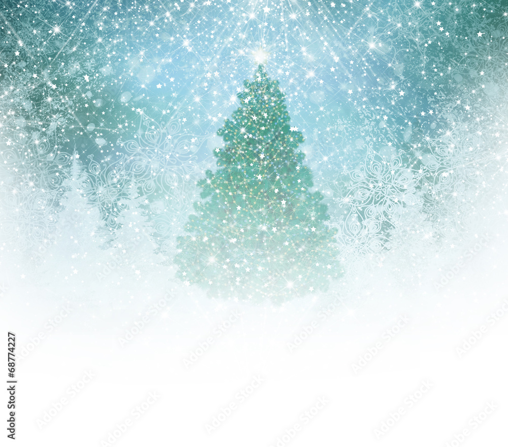 Christmas tree on snow background. Christmas tree on snow background.